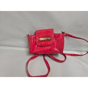 Anne Klein Red Croc-Embossed Leather Crossbody Bag With Gold Hardware